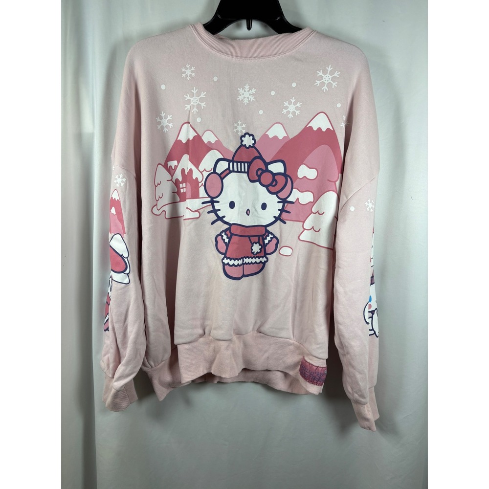 Sanrio Hello Kitty and Friends Winter Pink Graphic Sweatshirt Large Cinnamoroll